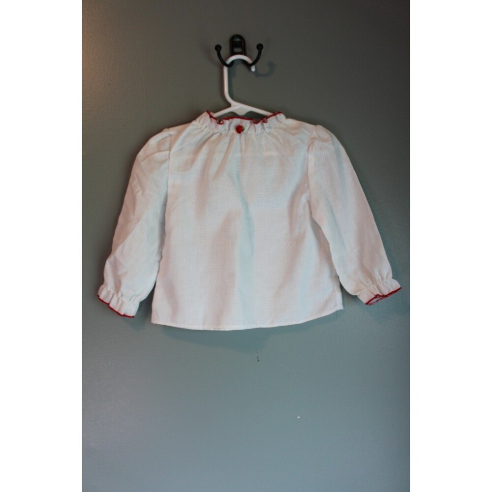 Mothercare Vintage Baby Girl Top White Red Long-Sleece Unsized